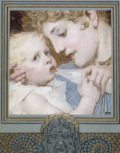 Madre che dà il biberon al suo bambino - XIX secolo da Unknown artist