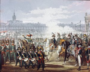 Napoleone Bonaparte (1769-1821) rivede la legione lombarda e cispadana della milizia il 09/07/1797. Acquerello. Milano, Museo del Risorgimento da Unknown artist