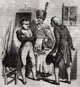 Napoleone I in presenza di Jean Nicolas Corvisart (1755-1821) medico. Incisione inglese in "La Santé Universelle - Guide Médical des Familles" 1852 da Unknown artist