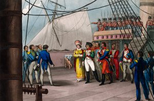 Napoleone si affida alla fede britannica - Napoleone Bonaparte a bordo del Bellerophon, la nave britannica che lo portò in esilio a Sant