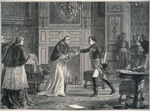 Napoleone in visita a Papa Pio VII a Fontainebleau 1804