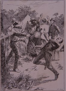 Ned Kelly uccide il poliziotto Lonigan a Stringybark Creek nel 1878 da Unknown artist