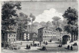 Nuovo edificio della fabbrica imperiale di porcellane a Sèvres nel 1868. Incisione in "L