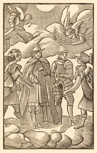 Ora, ora guarda come i santi pellegrini cavalcano, le nuvole sono i loro carri, gli angeli sono le loro guide da Il progresso del pellegrino di John Bunyan