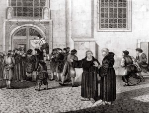 Il 31/10/1517, Lutero affisse sulle porte del Castello di Wittenberg le sue 95 tesi "denunciando la vendita delle indulgenze e che segnarono l