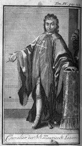 Ordini di Cavalleria. Cavaliere di San Maurizio e Lazzaro in Savoia nel XVI secolo. In "Storia degli ordini militari o cavalieri, delle milizie secolari e regolari di entrambi i sessi, che sono stati istituiti fino ad ora. Edizione tratta da Abate Giustini da Unknown artist