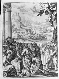 Ovidio - illustrazione per il libro 15 - (P. Ovidii Nasonis Metamorphose libri XV con note di TH. Farnabii.) note di Thomas Farnaby (Farnabia) (1575-1647) da Unknown artist