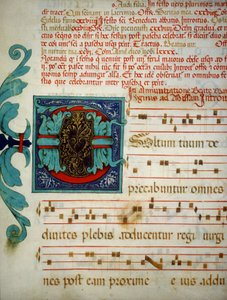 Pagina miniata con un codice di canti gregoriani da Unknown artist