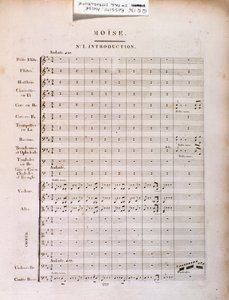 Pagina della partitura musicale di Mosè in Egitto di Gioacchino Rossini da Unknown artist