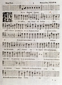 Pagina della partitura musicale dei Salmi (op 16) di Ludovico Viadana da Unknown artist