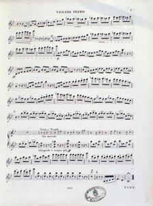 Pagina della partitura per il primo violino dell