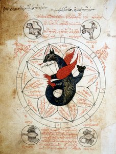 Pagina del manoscritto "Astrologiae tabulae et cabalisticae", trattato di astrologia del XIV secolo da Unknown artist
