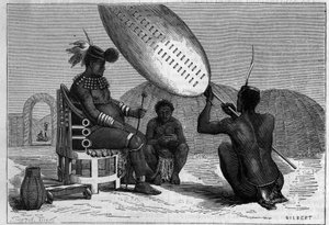 Panda, ultimo re degli Zulu. Incisione in "La Nature: revue des sciences et de leurs applications aux arts et a l