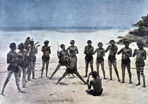 Danza papuana sulla spiaggia vicino al villaggio Karapuna (Nuova Guinea) da Unknown artist