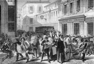 Parigi 1869: la sala dei giornali, rue du Croissant da Unknown artist