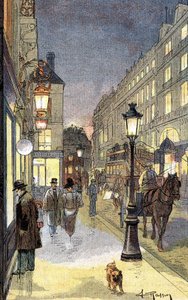 Parigi di notte, illustrazione fine XIX secolo