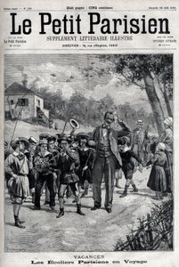 Vacanze scolastiche parigine in gita in campagna. Incisione in "Le Parisien"