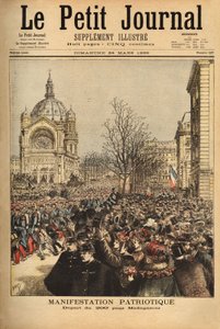 Dimostrazione patriottica a Parigi per la partenza del 200º reggimento per il Madagascar. Incisione in "Le petit journal" 24/03/1895. Collezione Selva da Unknown artist