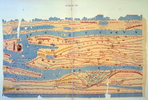 Tavola Peutingeriana che rappresenta le vie romane in Egitto e Turchia. Mappa stradale del XIII secolo basata su una mappa dell