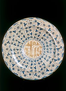 Piatto con monogramma cristallizzato, manifattura di Valencia da Unknown artist