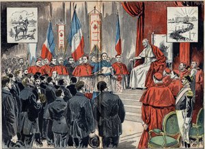 Papa Leone XIII (1810-1903) consacra il protettorato della Francia in Terra Santa quando la Germania voleva sostituirlo. Udienza dell