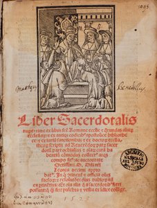 Papa Leone X riceve il libro Frontespizio del libro liturgico 