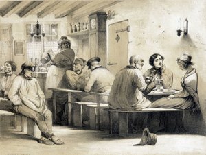Ostello popolare "Le Carpet Franc". Illustrazione del XIX secolo da Unknown artist