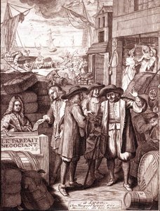 Mercanti del porto che parlano tra loro. Incisione del XIX secolo da Unknown artist