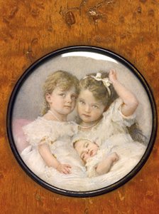Ritratto in miniatura delle granduchesse Olga (1895-1918), Tatiana (1897-1918) e Maria (1899-1918) di Russia, 1900 circa (miniatura) da Unknown Artist