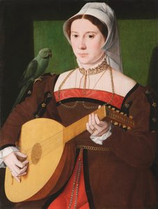 Ritratto di una donna che suona il liuto, con un pappagallo sulla spalla da Unknown artist