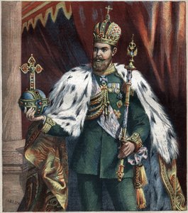 Ritratto a figura intera di Alessandro III (1845-1895), Imperatore di Russia. Incisione del 1892. da Unknown artist