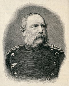 Ritratto di Alberto, Re di Sassonia (1828-1902), soldato che partecipò alla Battaglia di Sedan. Incisione da Unknown artist