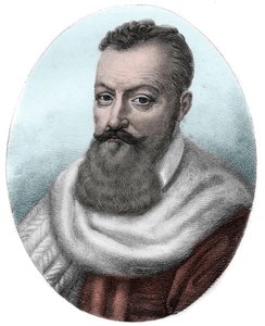 Ritratto di Achille de Harlay primo Presidente del Parlamento di Parigi - Ritratto di Achille de Harlay, Conte di Beaumont Magistrato francese primo presidente del Parlamento di Parigi (1536-1619) da Unknown artist