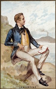 Ritratto di Alfonso de Lamartine (1790 - 1869) poeta francese. Cromolitografia del XIX secolo da Unknown artist