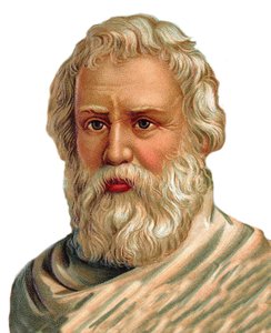 Ritratto di Archimede di Siracusa - matematico, fisico, ingegnere, inventore greco - Archimede di Siracusa - cromolitografia
