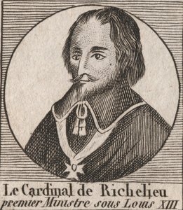 Ritratto di Armand Jean du Plessis de Richelieu (1585-1642), cardinale duca di Richelieu, ministro principale di Luigi XIII - incisione da 