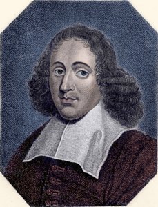 Ritratto di Baruch de Spinoza (1632 - 1677) filosofo olandese, noto anche come Bento de Espinosa o Benedictus de Spinoza o Benoit de Spinoza. Incisione da Unknown artist