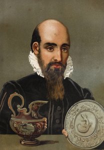 Ritratto di Bernard Palissy (1510 - 1589). Cromolitografia della fine del XIX secolo. basato su 