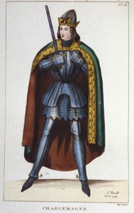 Ritratto di Carlo Magno o Carlo I il Grande (742 - 814) Re dei Franchi. Incisione del 1830 da Unknown artist
