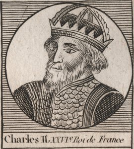 Ritratto di Carlo II il Calvo (823-877), Re di Francia - incisione da "Instruction sur l