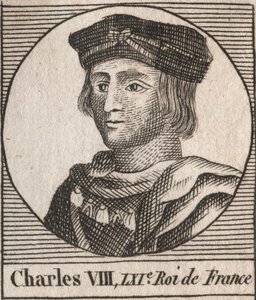Ritratto di Carlo VIII (1470-1498) re di Francia della dinastia Valois - CARLO VIII (1470-98) re di Francia - incisione da 