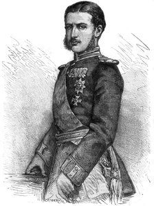 Ritratto di Carlo di Hohenzollern (1839-1914), principe regnante di Romania, poi re Carlo I (Carol I) - Incisione in 