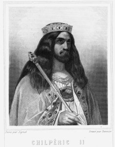 Ritratto di Childerico III (v. 670 - 721), Re di Neustria - in "Histoire des Français" di Lavallée, incisione, sd. da Unknown artist