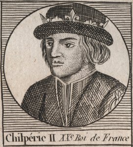 Ritratto di Chilperico II (c. 670 - 721), re di Neustria - CHILPERICO II re dei Franchi - incisione da 