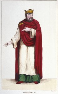 Ritratto di Chilperico I (539-584), Re di Neustria incisione del 1830 da Unknown artist