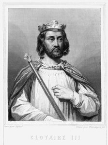 Ritratto di Clotario III (652 - 673), Re di Neustria e Borgogna - in "Histoire des Français" di Lavallée, incisione, sd