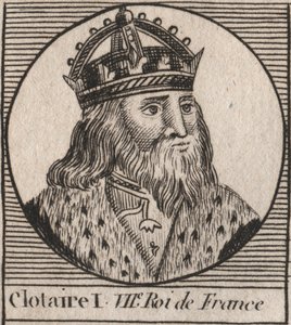 Ritratto di Clotario I (497 - 561), Re di Neustria e Re dei Franchi - incisione da "Instruction sur l