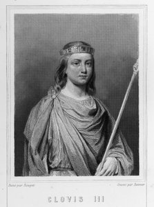 Ritratto di Clodoveo III (? - 695), Re di Austrasia - in "Histoire des Français" di Lavallée, incisione, sd