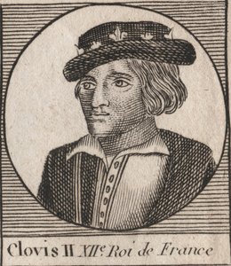 Ritratto di Clodoveo II, Re dei Franchi (ca. 633-657) - Clodoveo II (ca. 634-657), re merovingio di Neustria e Borgogna (639-657) - incisione da "Istruzione sulla Storia di Francia" di Charles Constant Le Tellier 1821 da Unknown artist