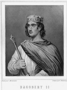 Ritratto di Dagoberto II (? -?) , Re di Austrasia - in "Histoire des Français" di Lavallée, incisione, sd da Unknown artist